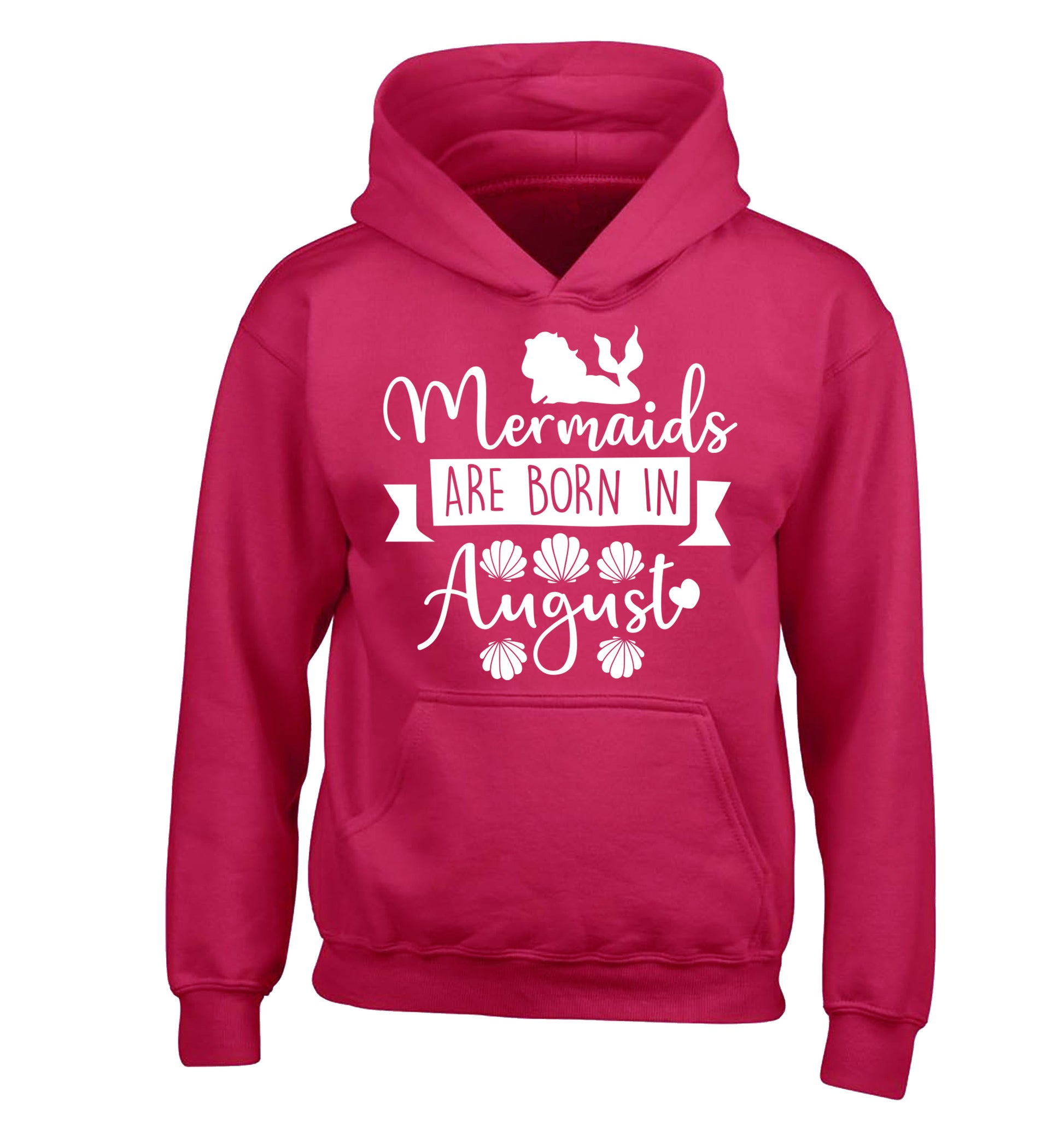 Mermaids are born in August children's pink hoodie 12-13 Years