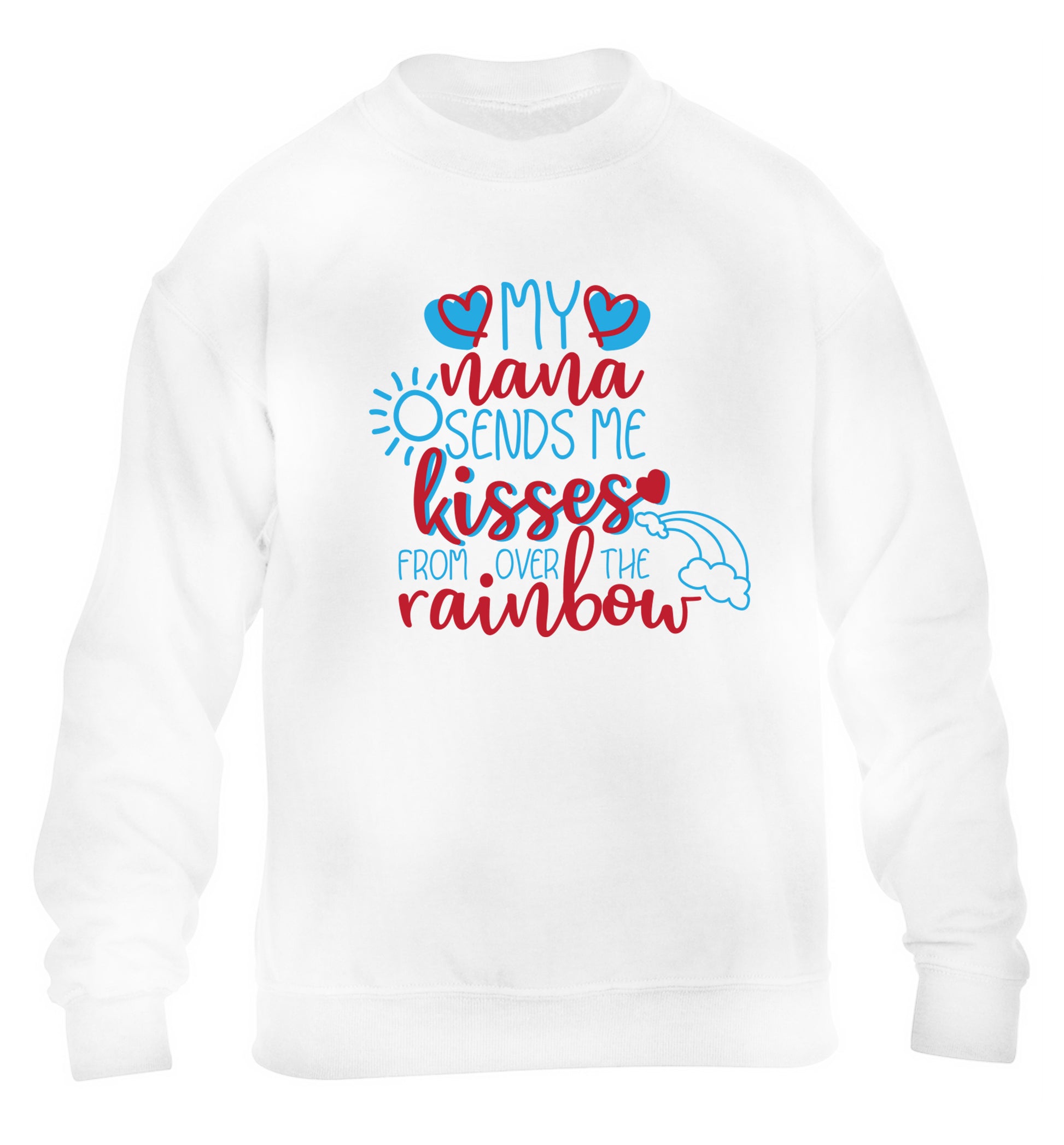 My nana sends me kisses from over the rainbow children's white sweater 12-13 Years