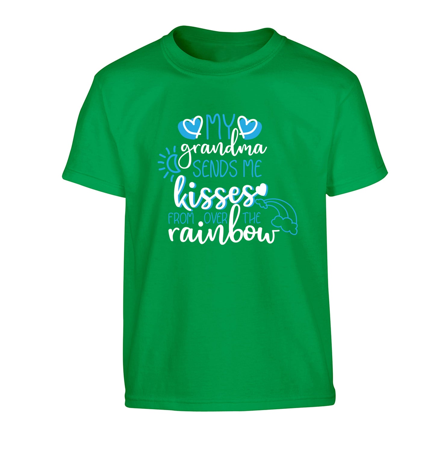 My grandma sends me kisses from over the rainbow Children's green Tshirt 12-13 Years