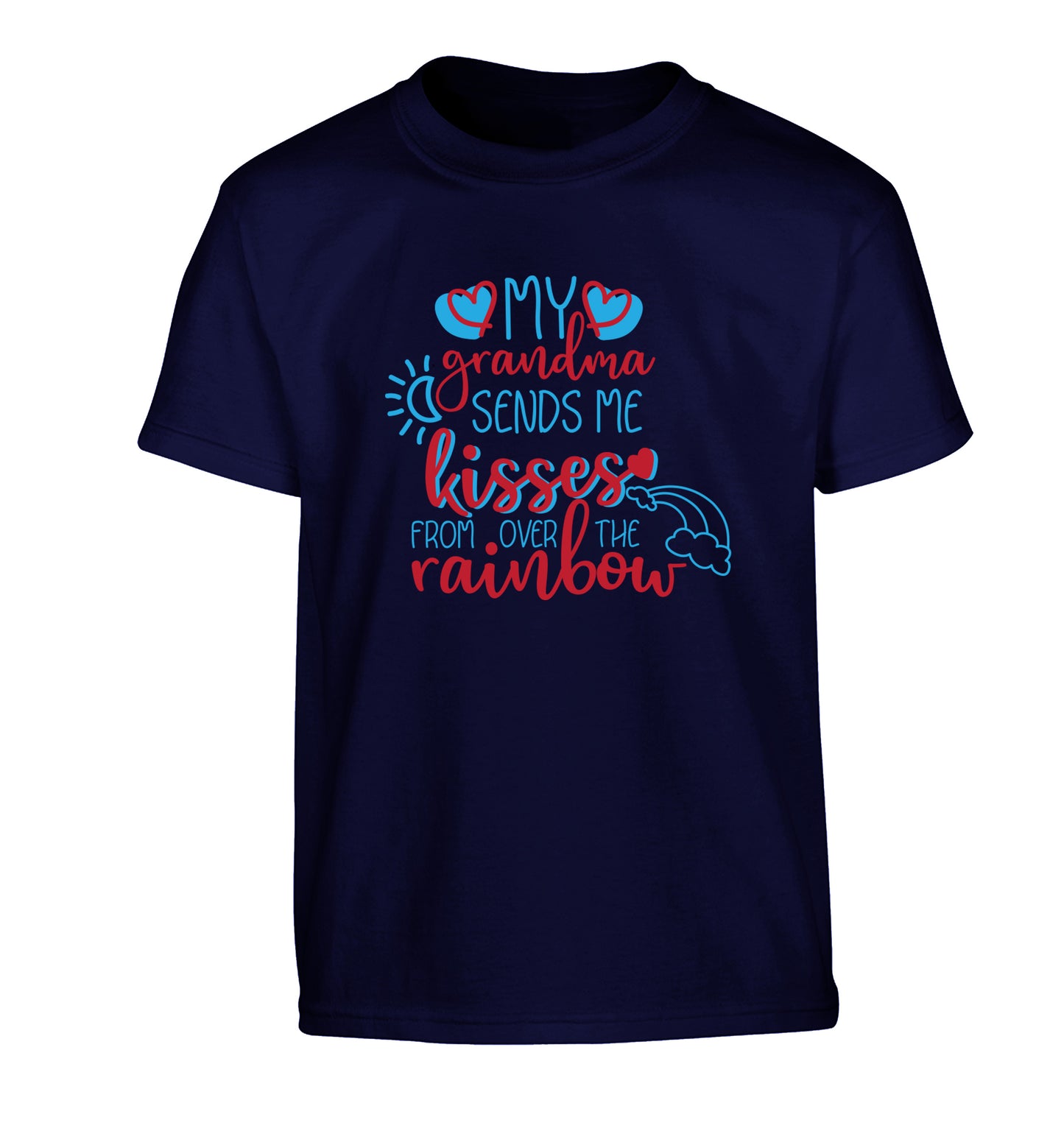 My grandma sends me kisses from over the rainbow Children's navy Tshirt 12-13 Years