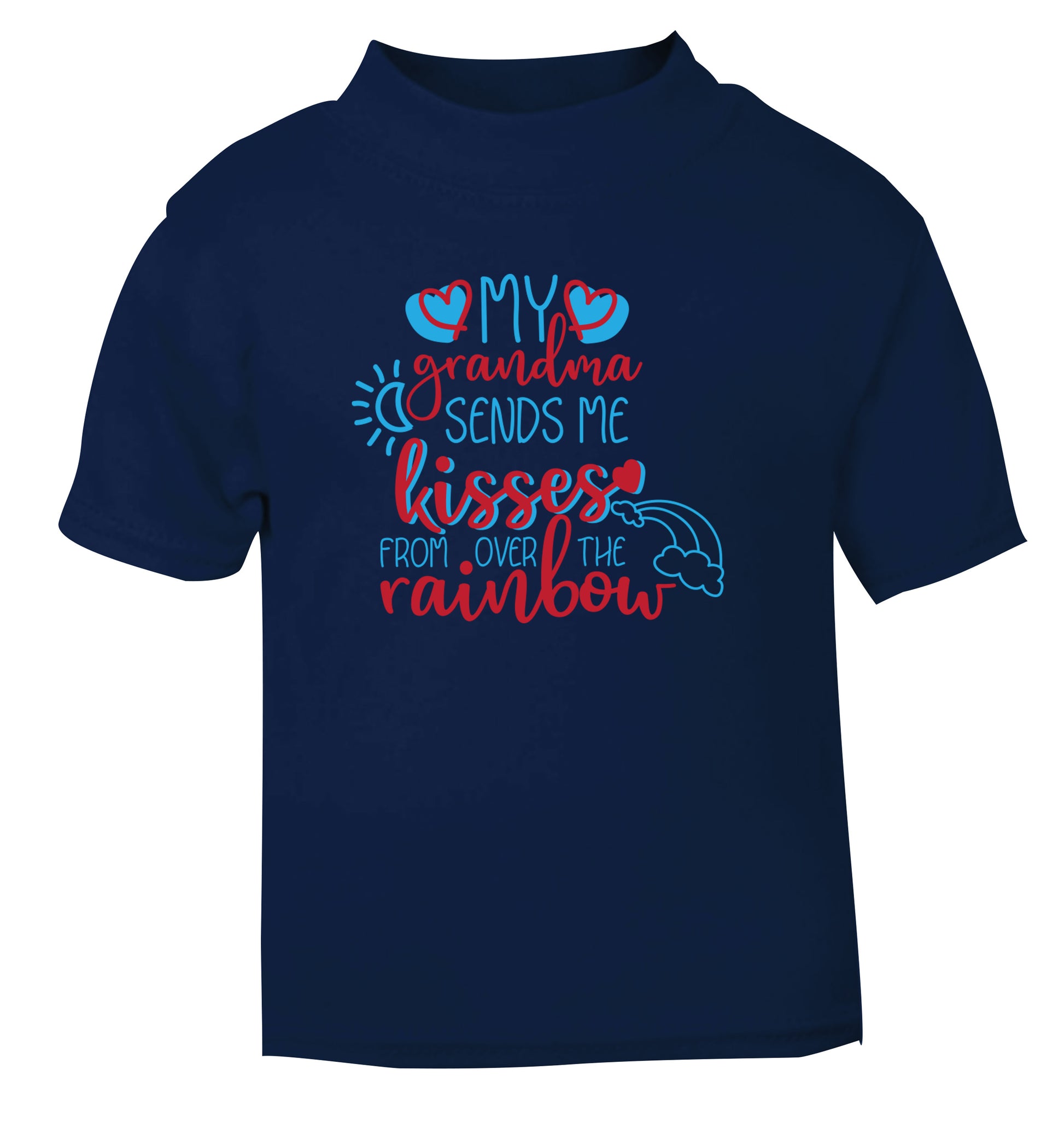 My grandma sends me kisses from over the rainbow navy Baby Toddler Tshirt 2 Years
