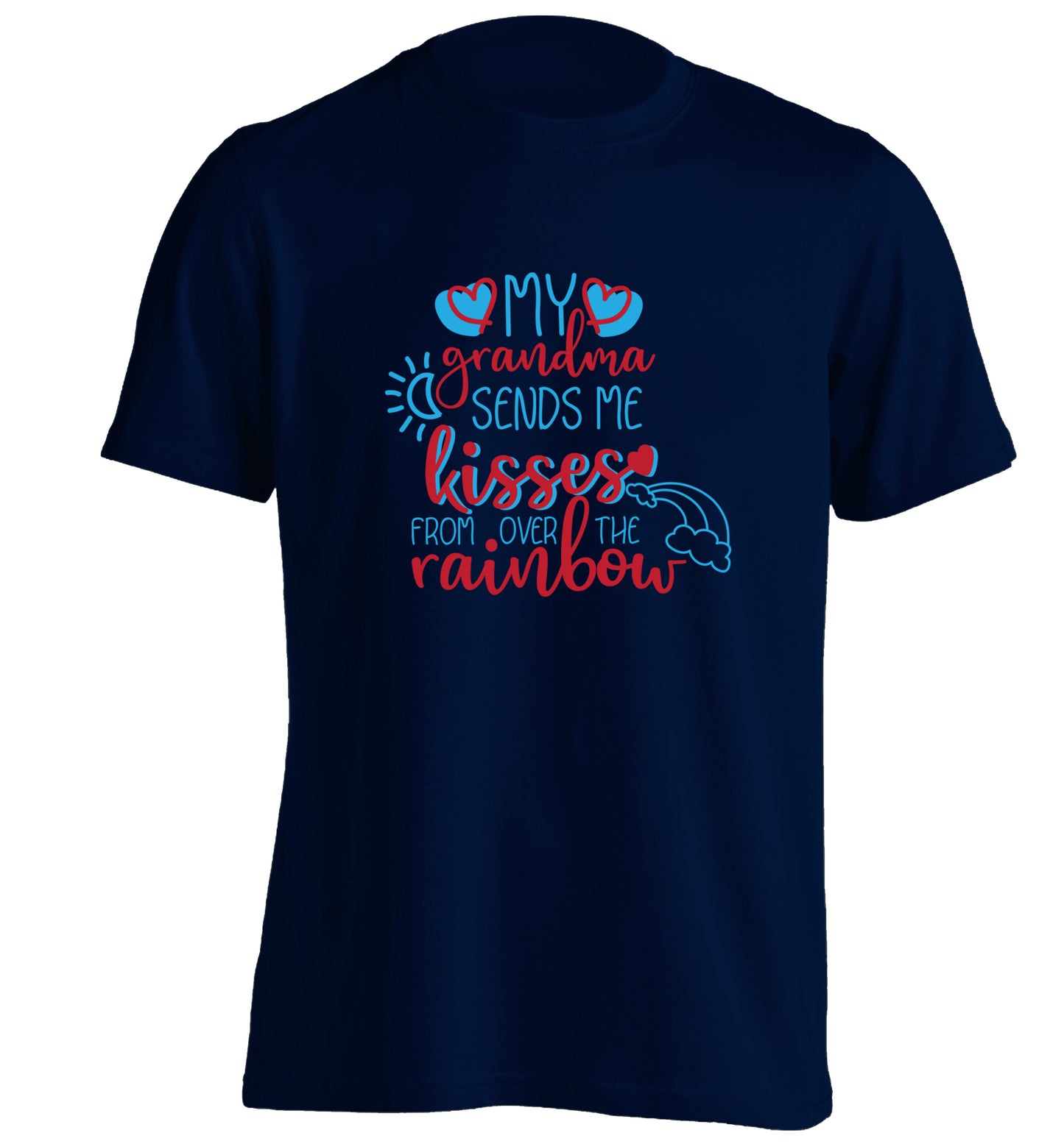 My grandma sends me kisses from over the rainbow adults unisex navy Tshirt 2XL