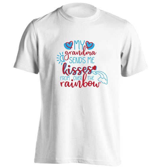My grandma sends me kisses from over the rainbow adults unisex white Tshirt 2XL