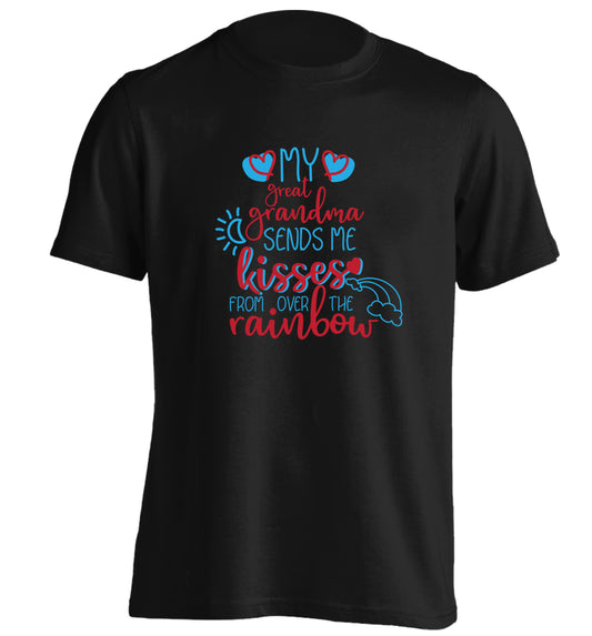My great grandma sends me kisses from over the rainbow adults unisex black Tshirt 2XL