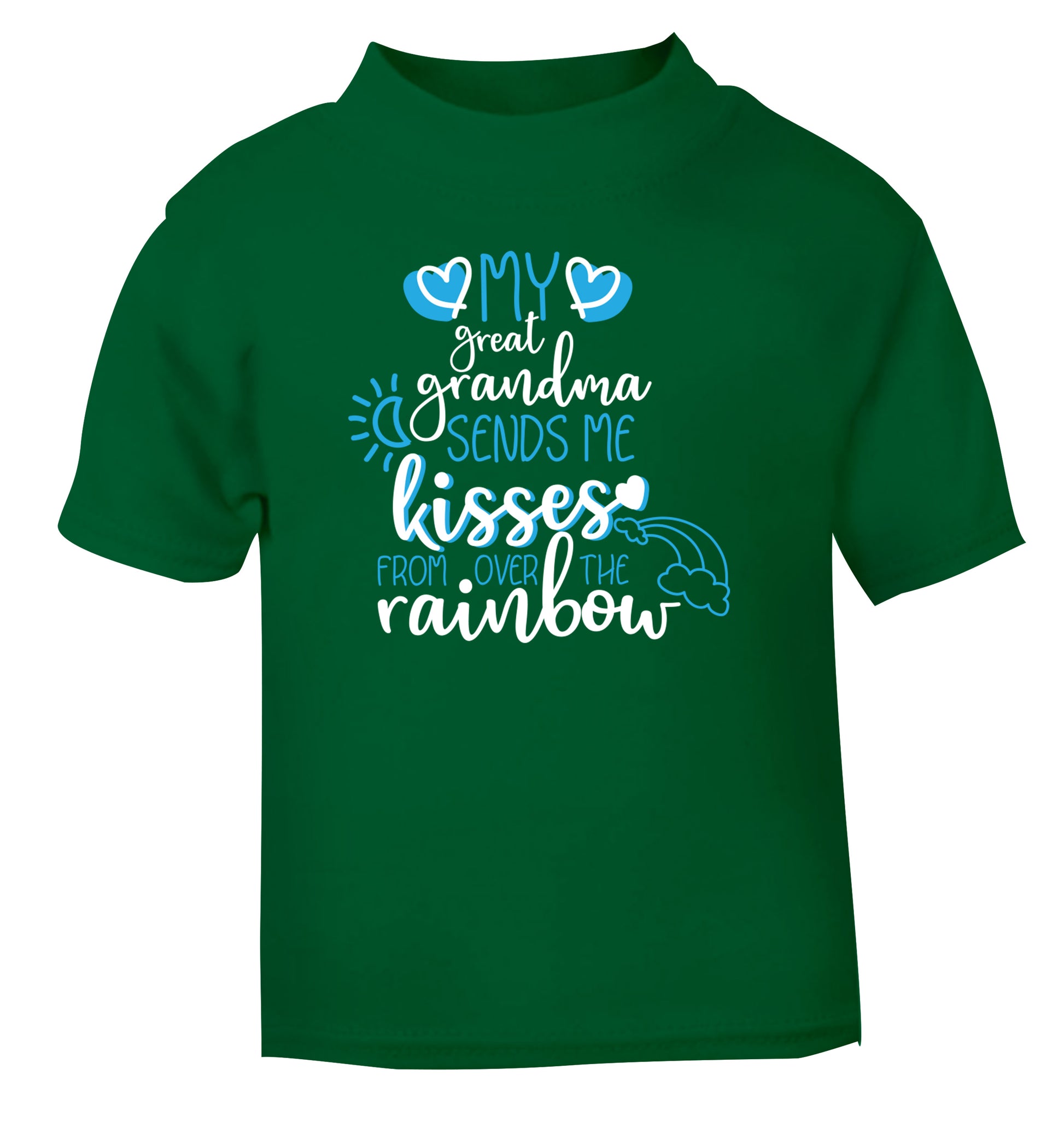 My great grandma sends me kisses from over the rainbow green Baby Toddler Tshirt 2 Years