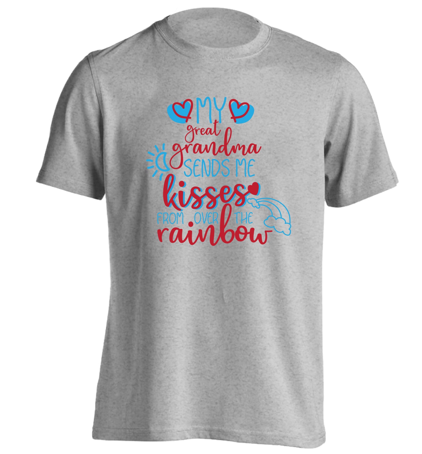 My great grandma sends me kisses from over the rainbow adults unisex grey Tshirt 2XL