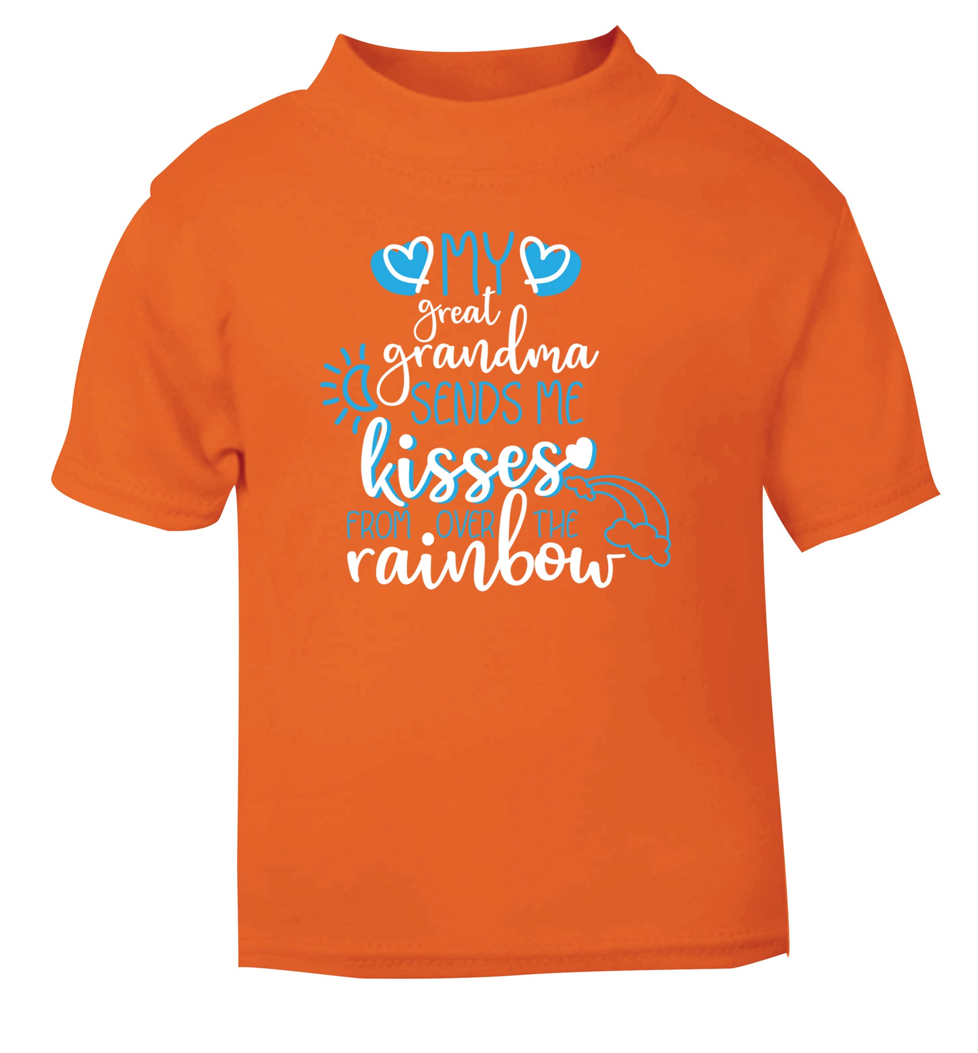 My great grandma sends me kisses from over the rainbow orange Baby Toddler Tshirt 2 Years
