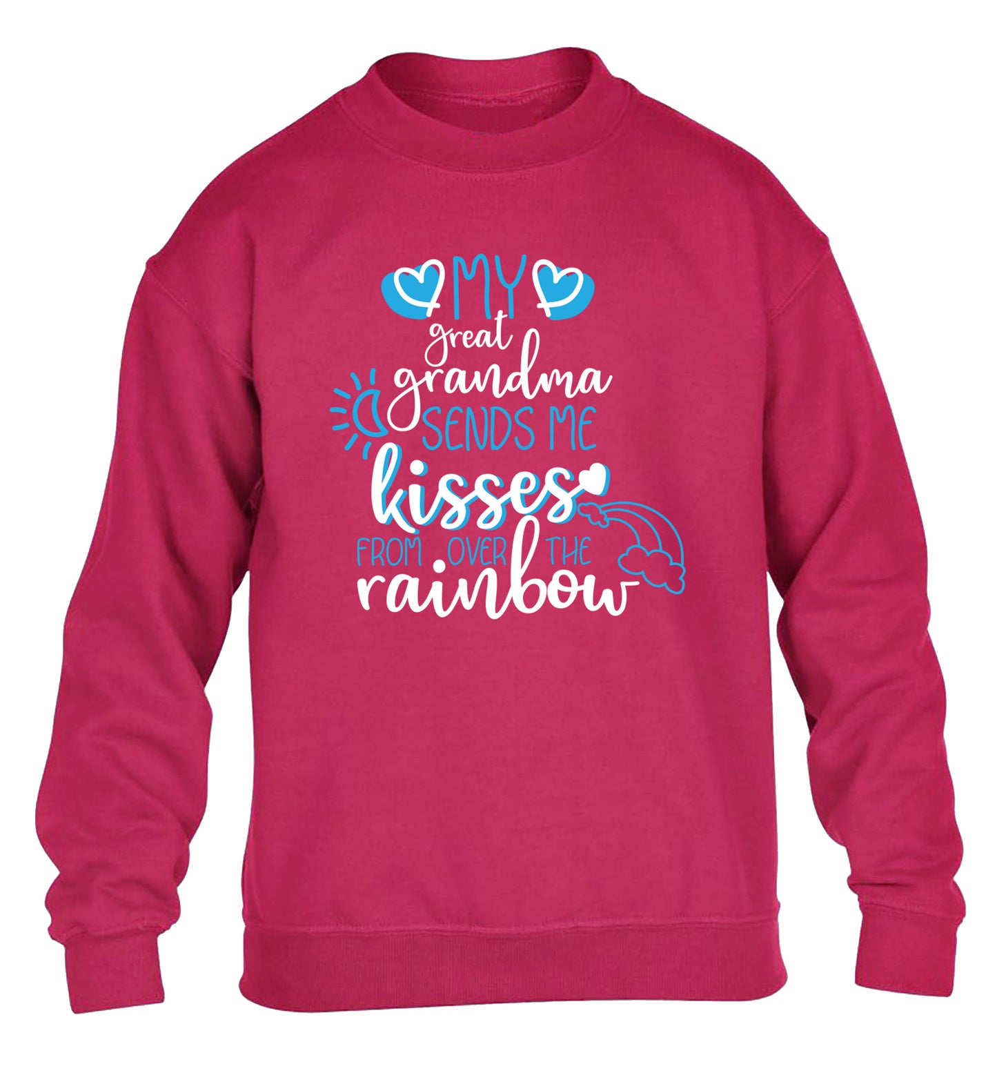 My great grandma sends me kisses from over the rainbow children's pink sweater 12-13 Years