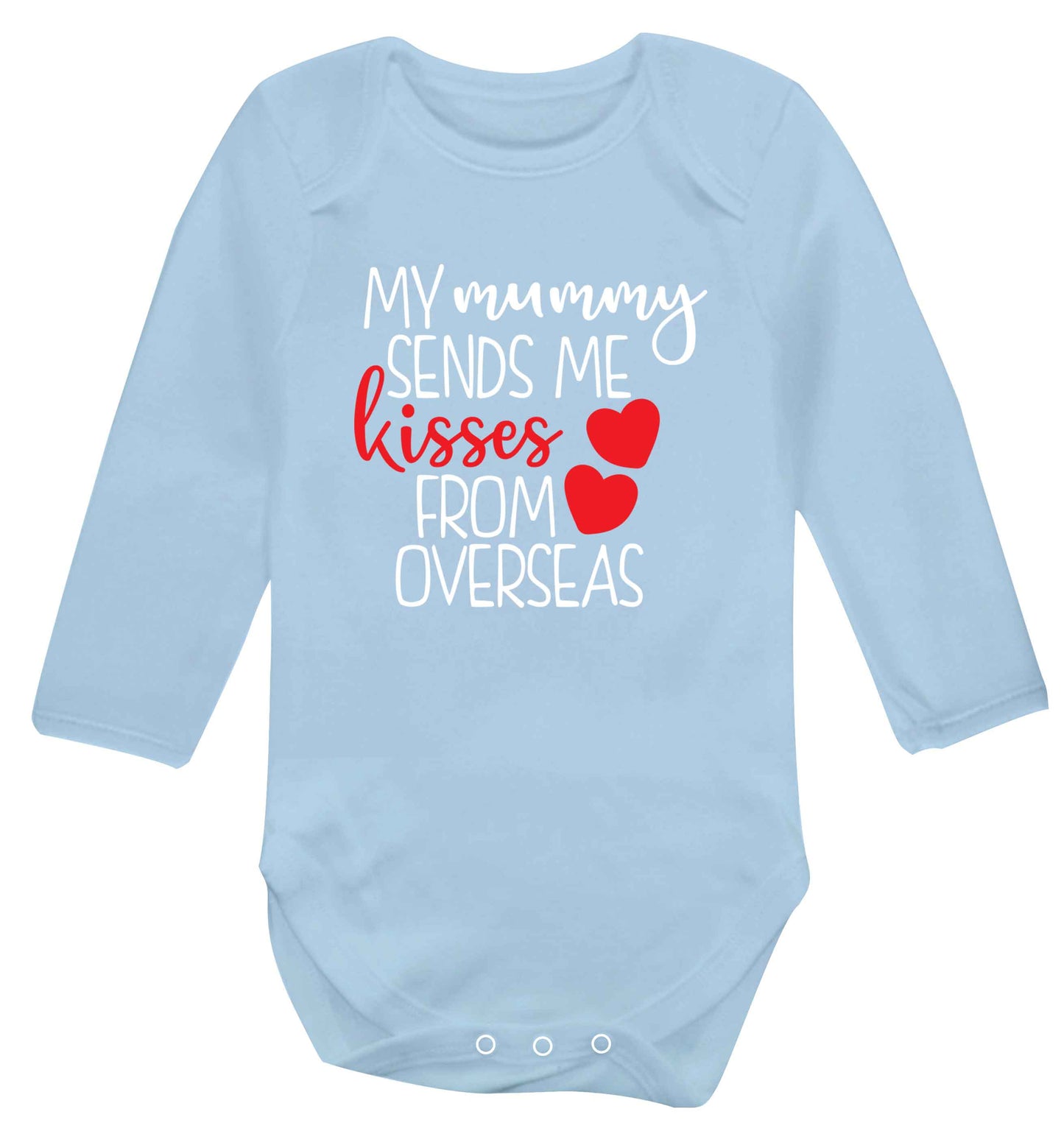 My mummy sends me kisses from overseas baby vest long sleeved pale blue 6-12 months