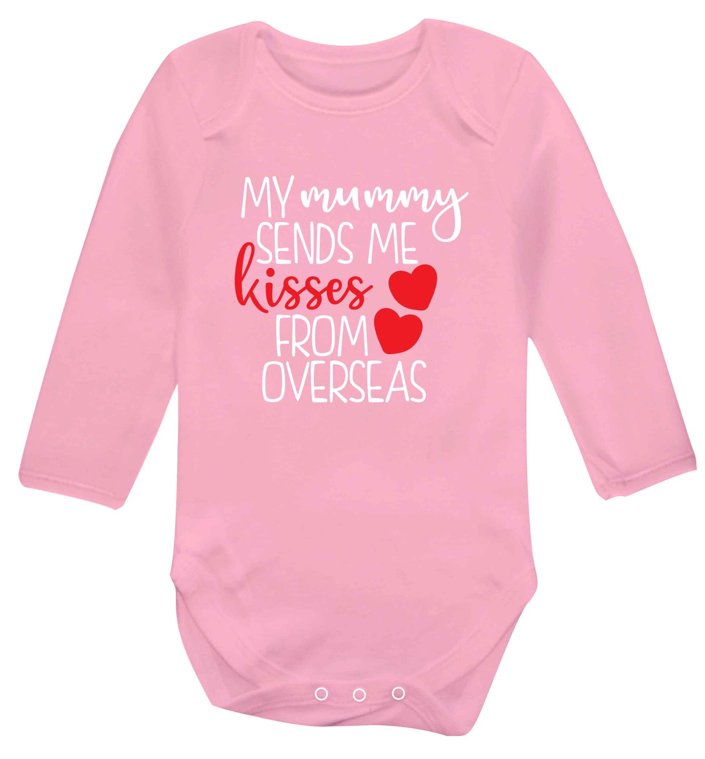 My mummy sends me kisses from overseas baby vest long sleeved pale pink 6-12 months