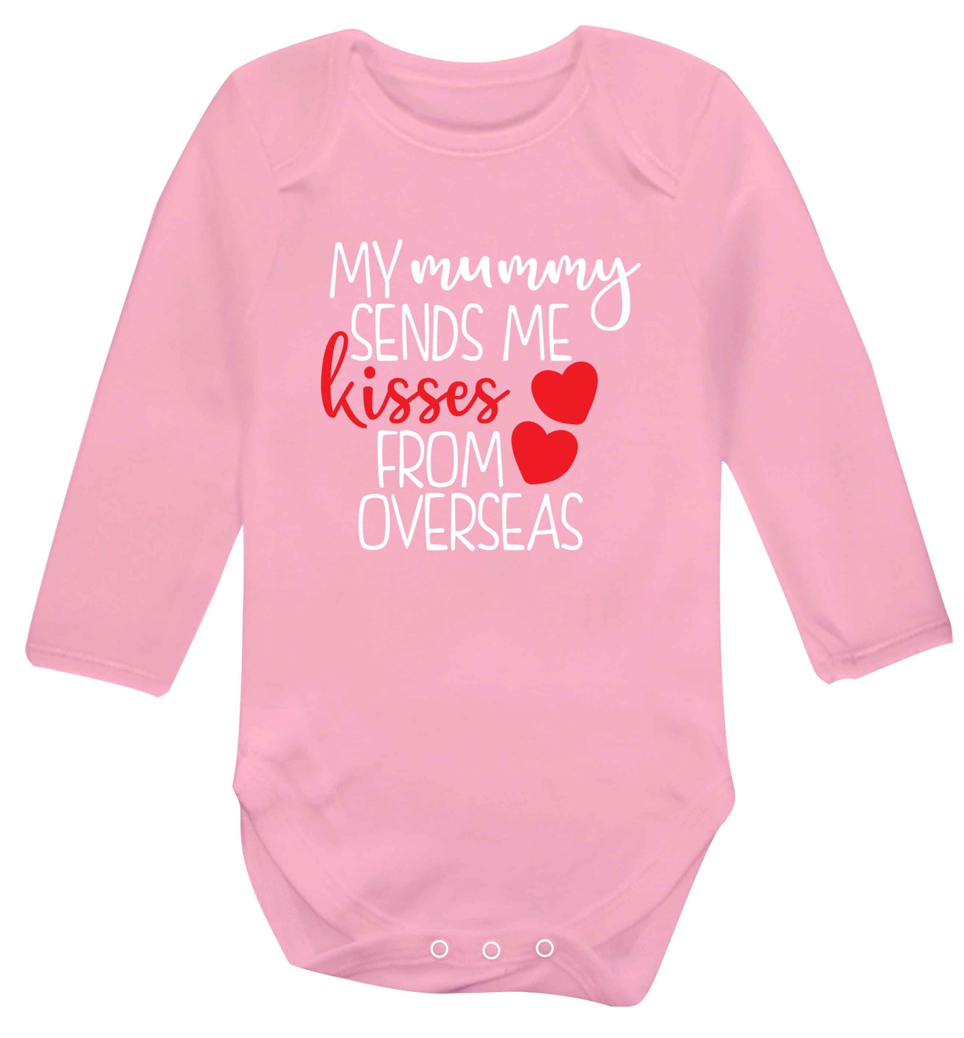 My mummy sends me kisses from overseas baby vest long sleeved pale pink 6-12 months