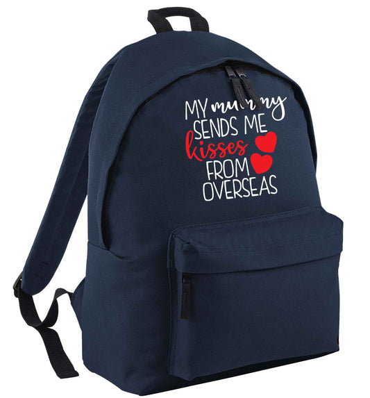 My mummy sends me kisses from overseas navy childrens backpack