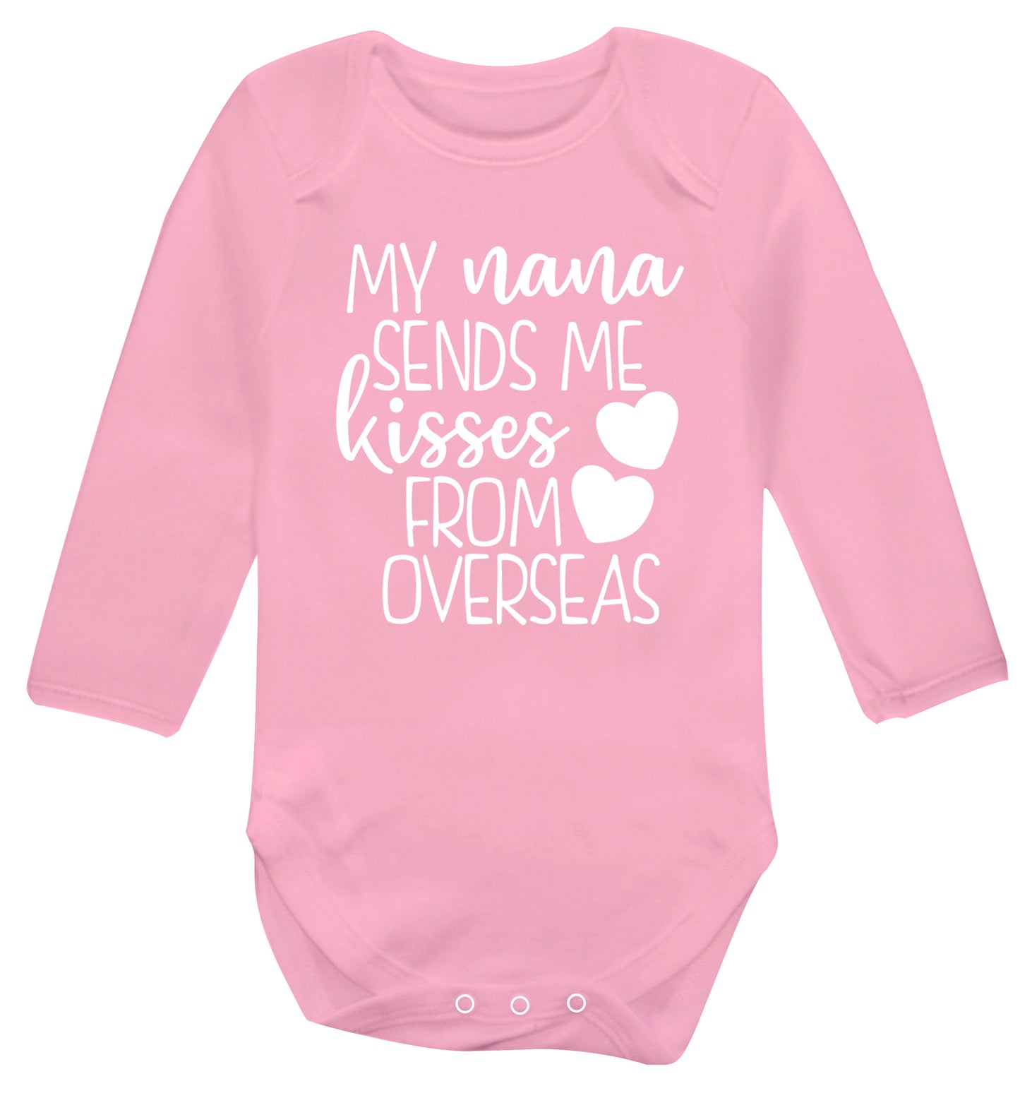 My nana sends me kisses from overseas Baby Vest long sleeved pale pink 6-12 months