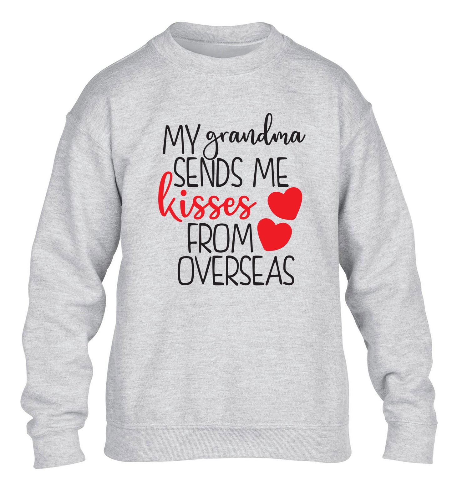 My Grandma sends me kisses from overseas children's grey sweater 12-13 Years