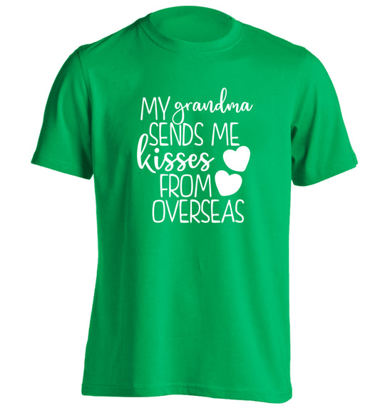 My Grandma sends me kisses from overseas adults unisex green Tshirt 2XL