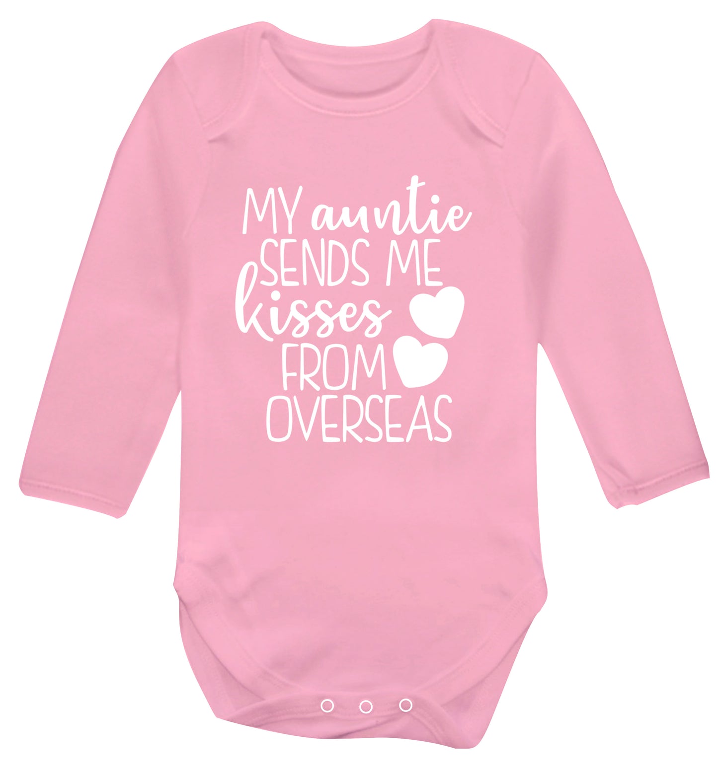 My auntie sends me kisses from overseas Baby Vest long sleeved pale pink 6-12 months