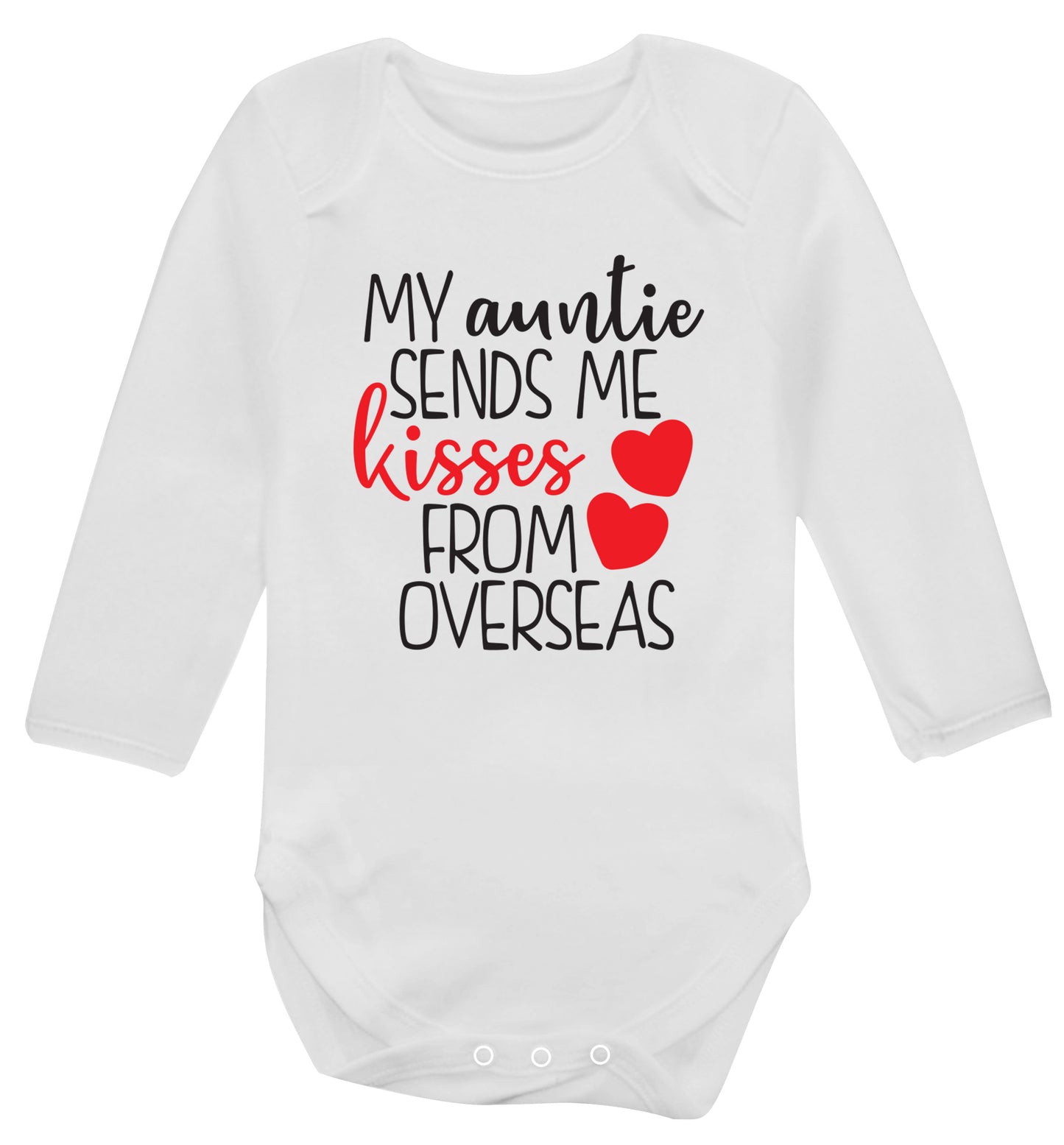 My auntie sends me kisses from overseas Baby Vest long sleeved white 6-12 months