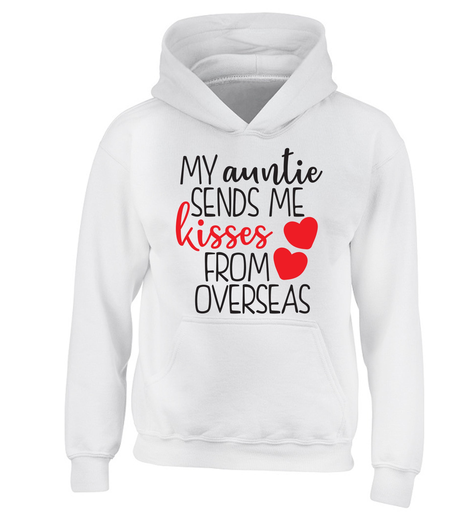 My auntie sends me kisses from overseas children's white hoodie 12-13 Years