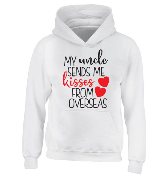 My uncle sends me kisses from overseas children's white hoodie 12-13 Years