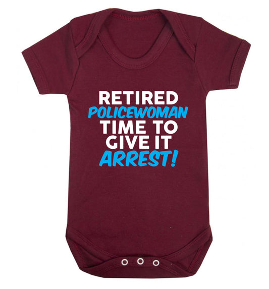 Retired policewoman time to give it arrest Baby Vest maroon 18-24 months