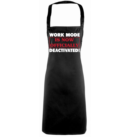 Work mode is now officially deactivated black apron