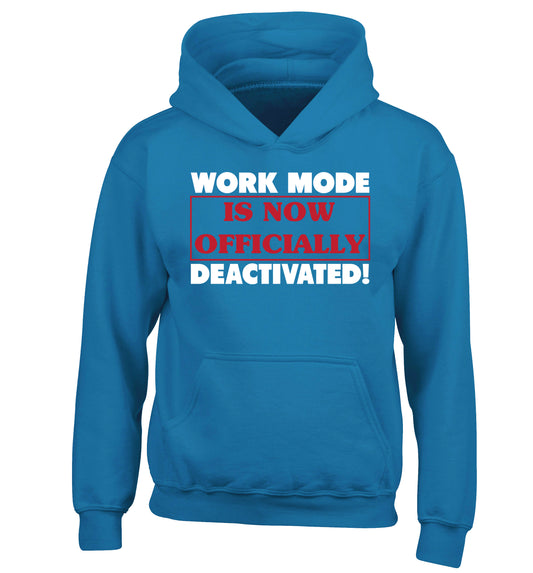 Work mode is now officially deactivated children's blue hoodie 12-13 Years