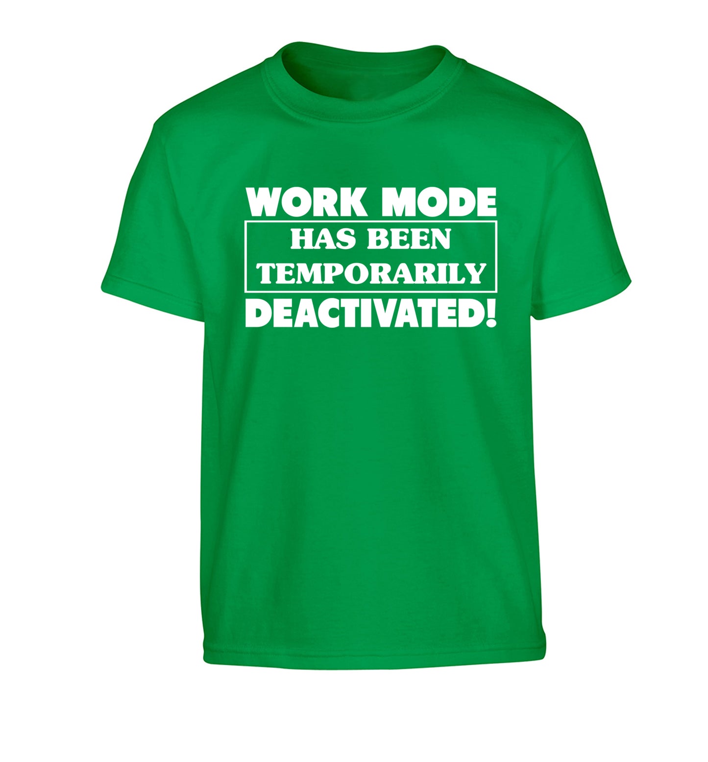 Work mode has now been temporarily deactivated Children's green Tshirt 12-13 Years