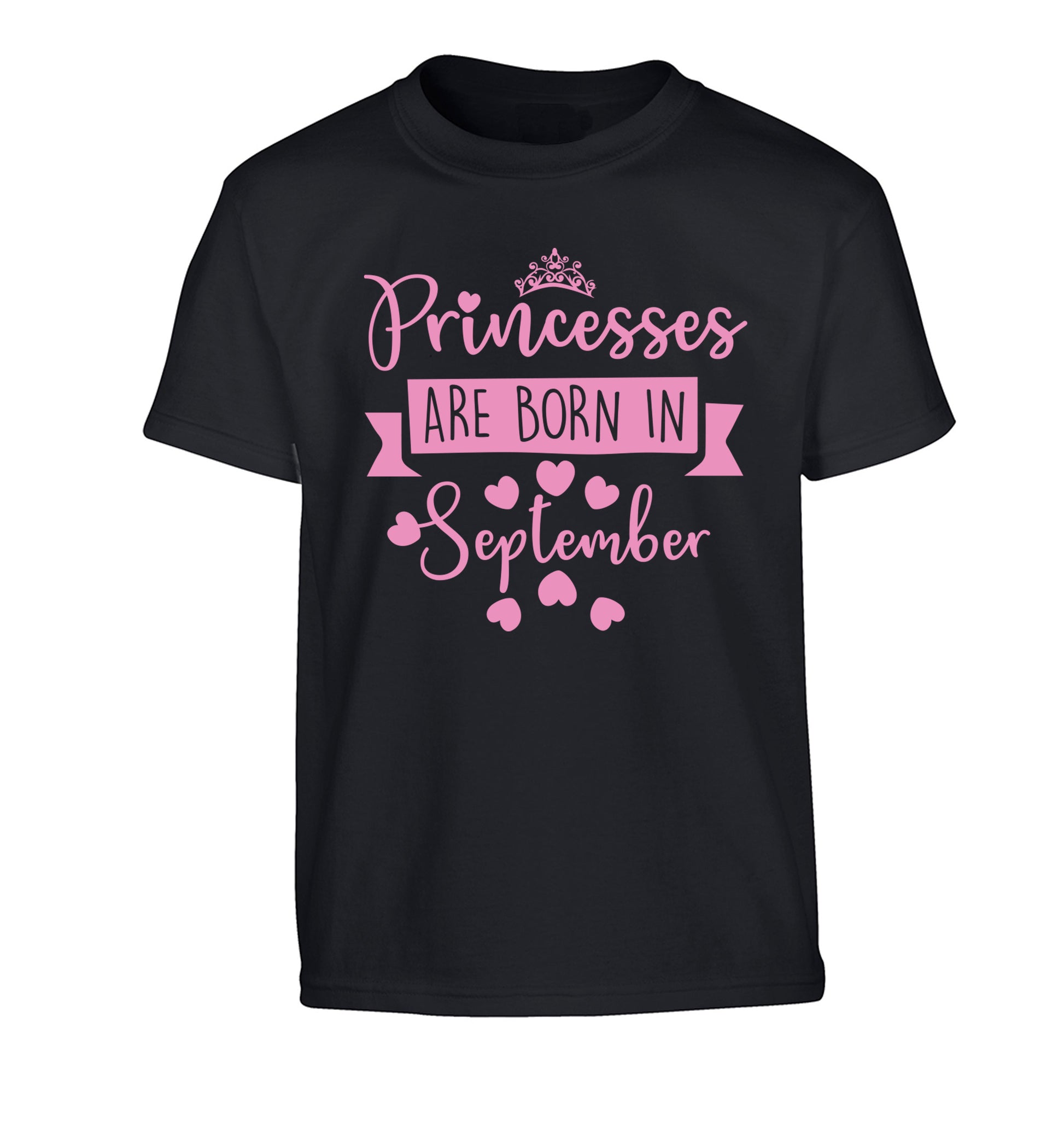 Princesses are born in September Children's black Tshirt 12-13 Years