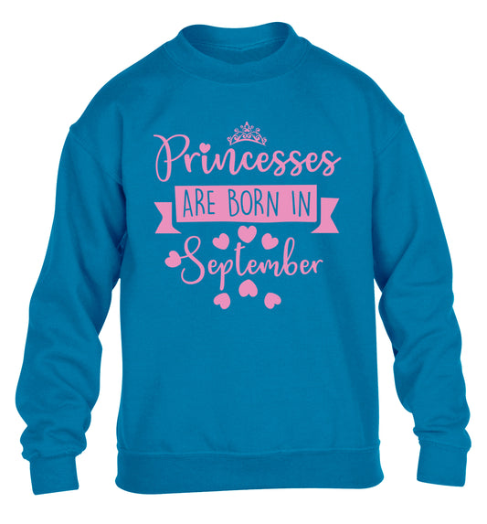 Princesses are born in September children's blue sweater 12-13 Years