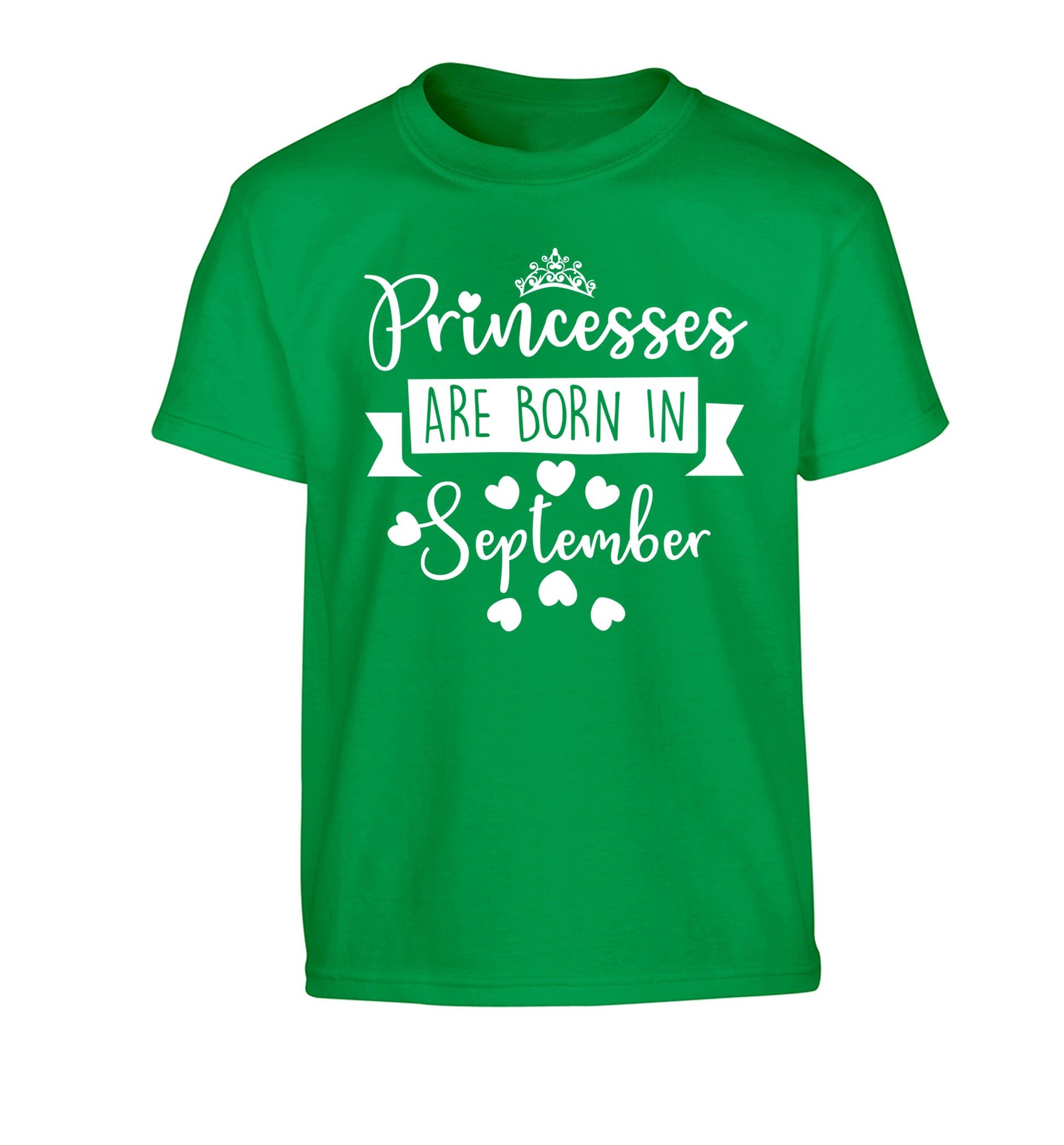 Princesses are born in September Children's green Tshirt 12-13 Years