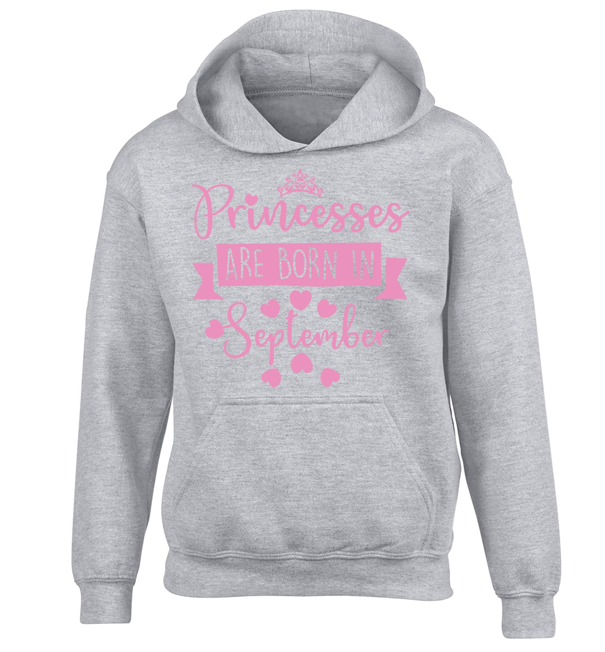 Princesses are born in September children's grey hoodie 12-13 Years