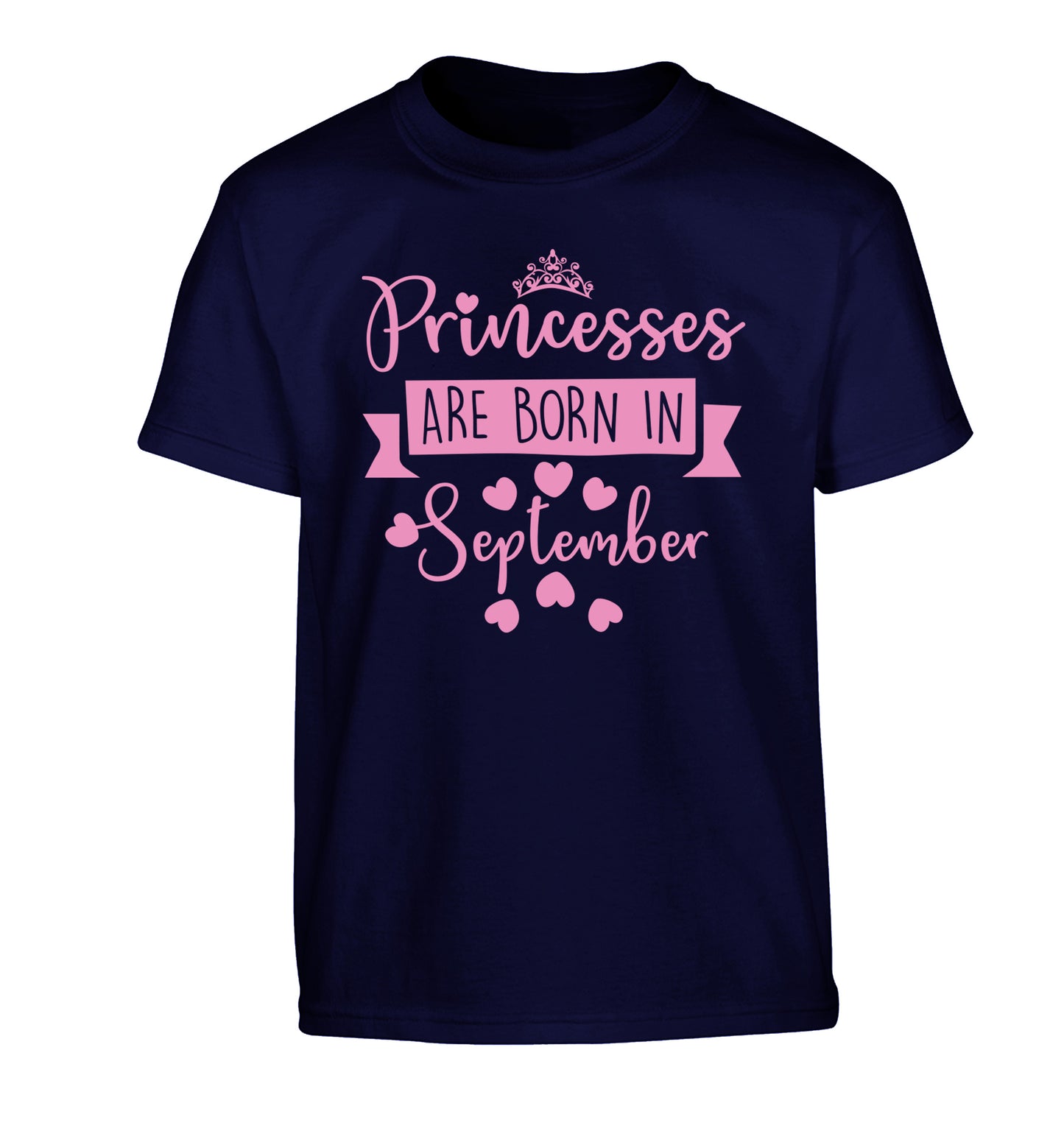 Princesses are born in September Children's navy Tshirt 12-13 Years