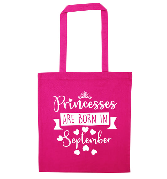Princesses are born in September pink tote bag
