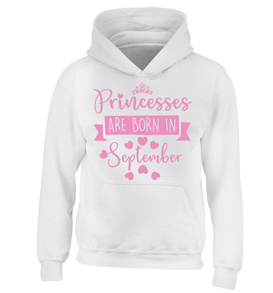 Princesses are born in September children's white hoodie 12-13 Years