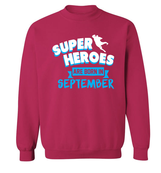 Superheroes are born in September Adult's unisex pink Sweater 2XL