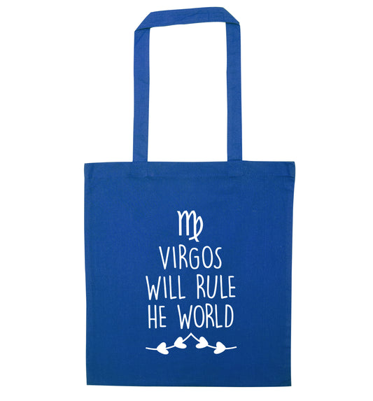Virgos will rule the world blue tote bag