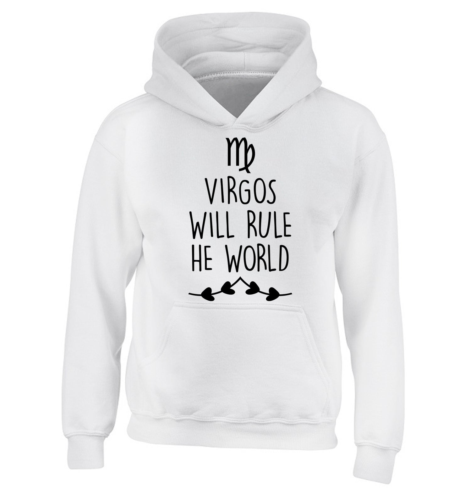 Virgos will rule the world children's white hoodie 12-13 Years