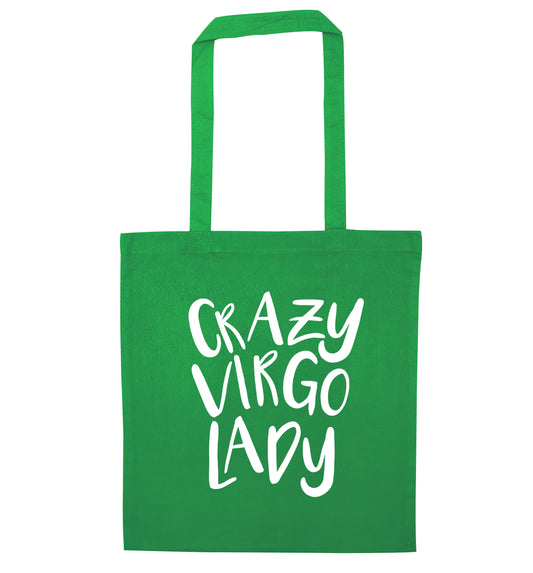 Crazy virgo lady green tote bag