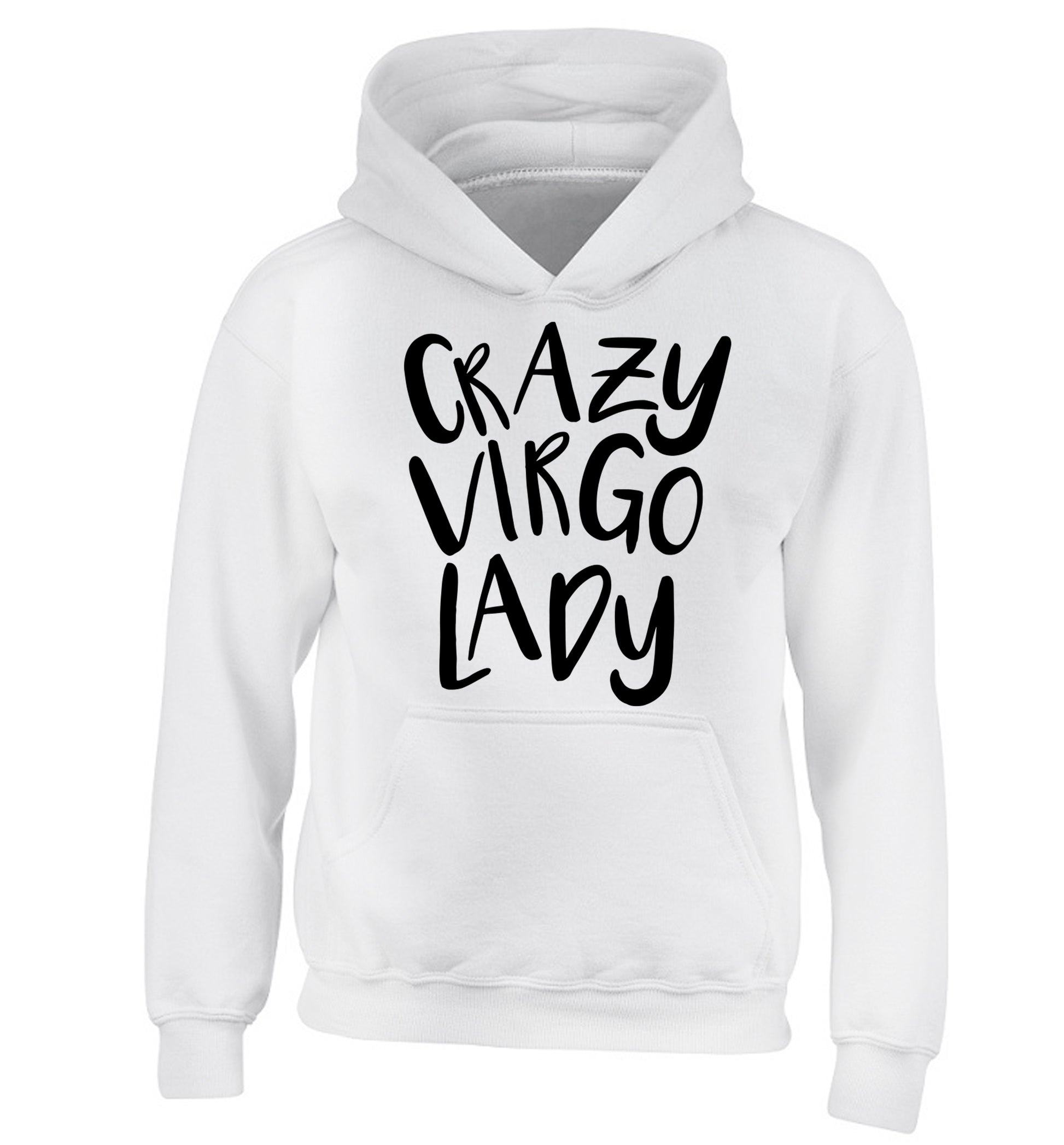 Crazy virgo lady children's white hoodie 12-13 Years