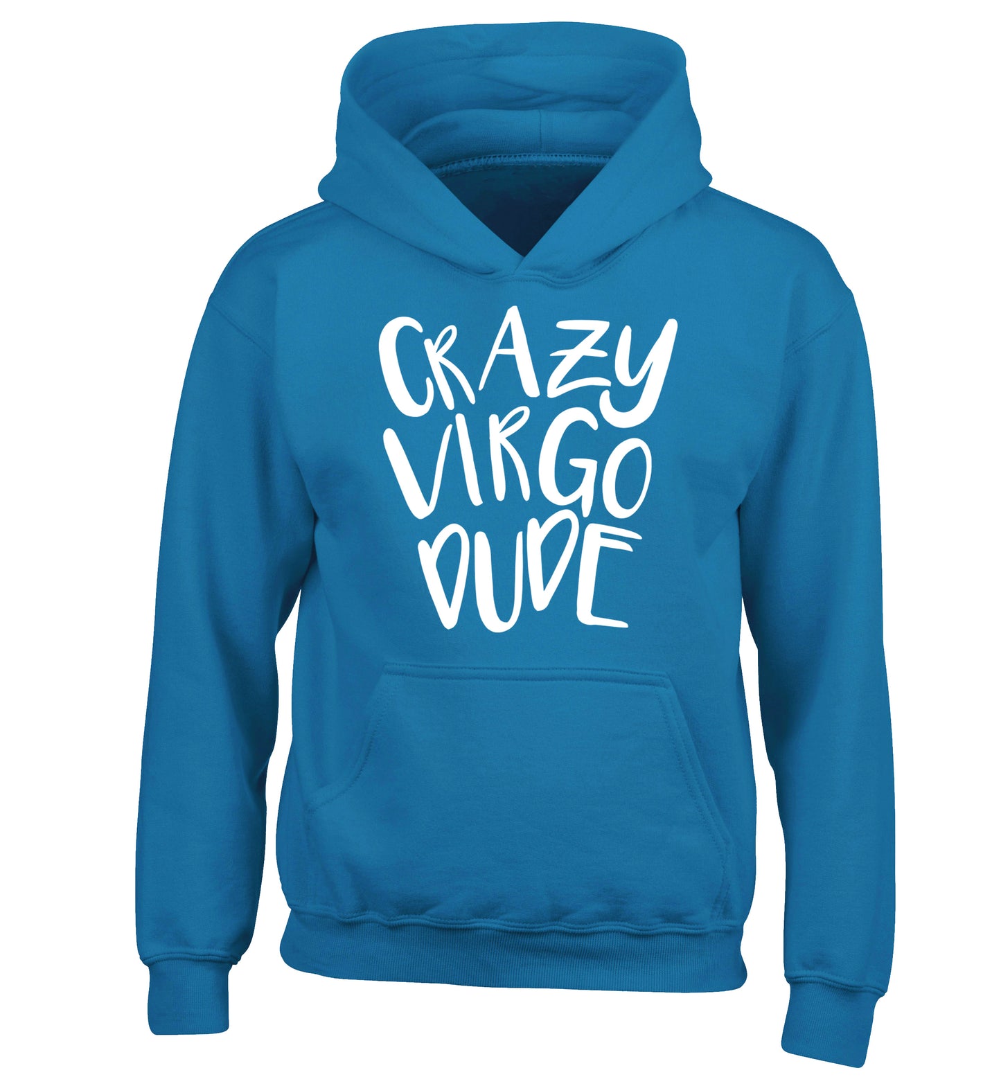 Crazy virgo dude children's blue hoodie 12-13 Years