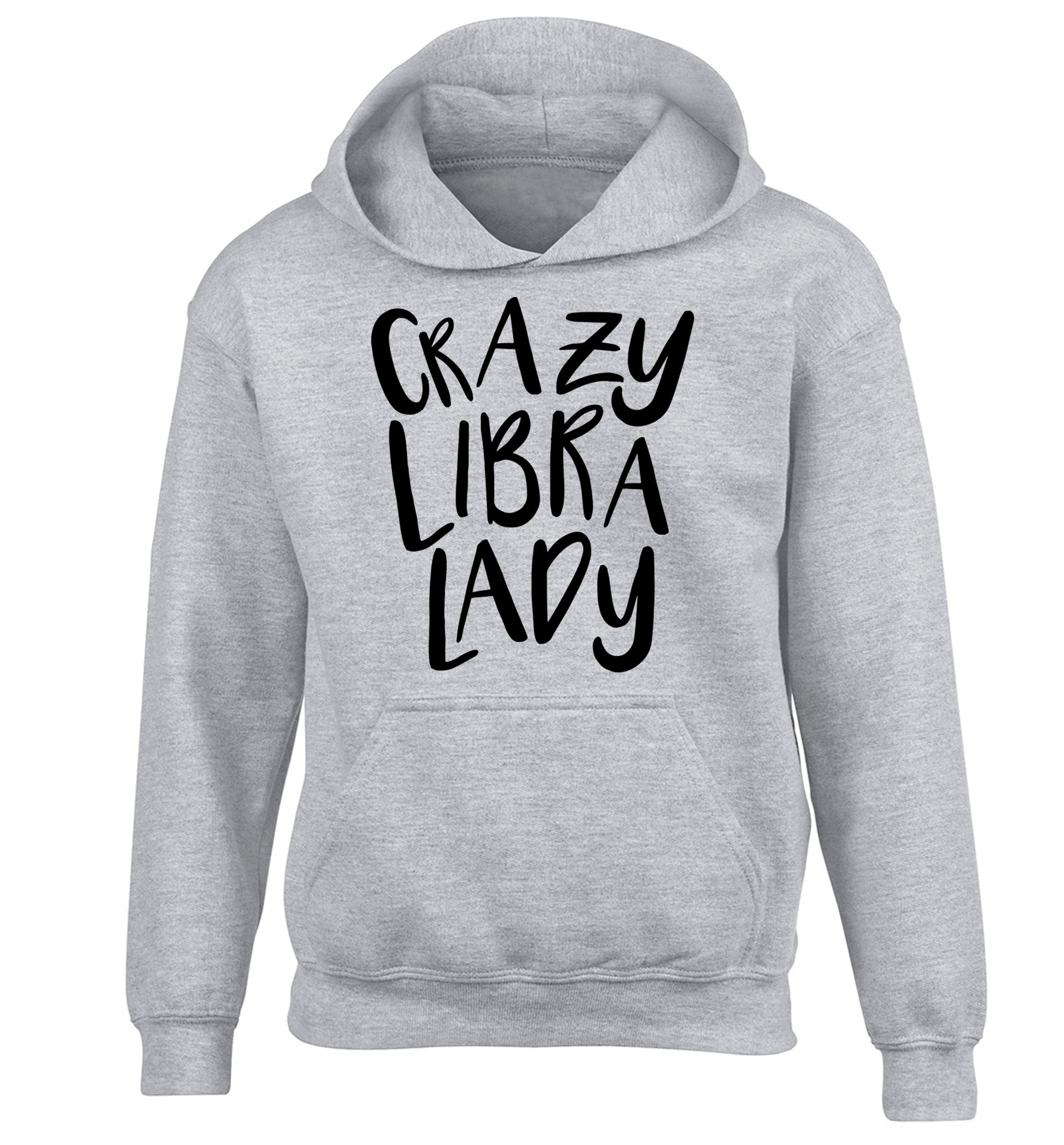 Crazy libra lady children's grey hoodie 12-13 Years