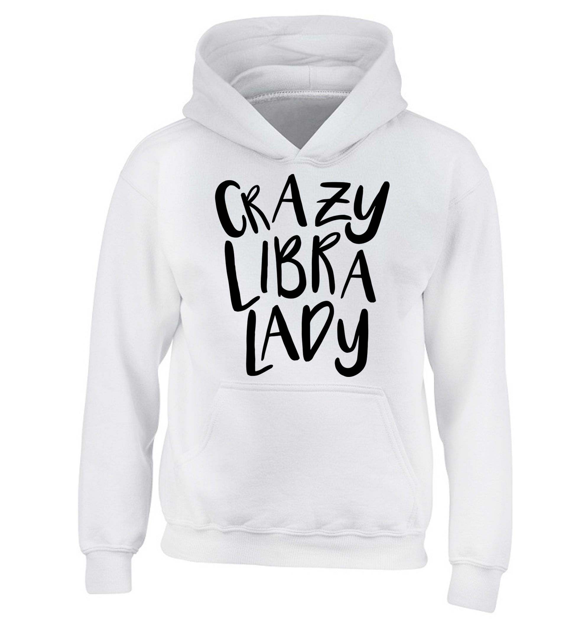 Crazy libra lady children's white hoodie 12-13 Years