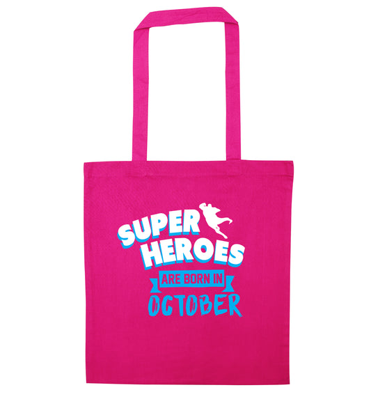 Superheroes are born in October pink tote bag