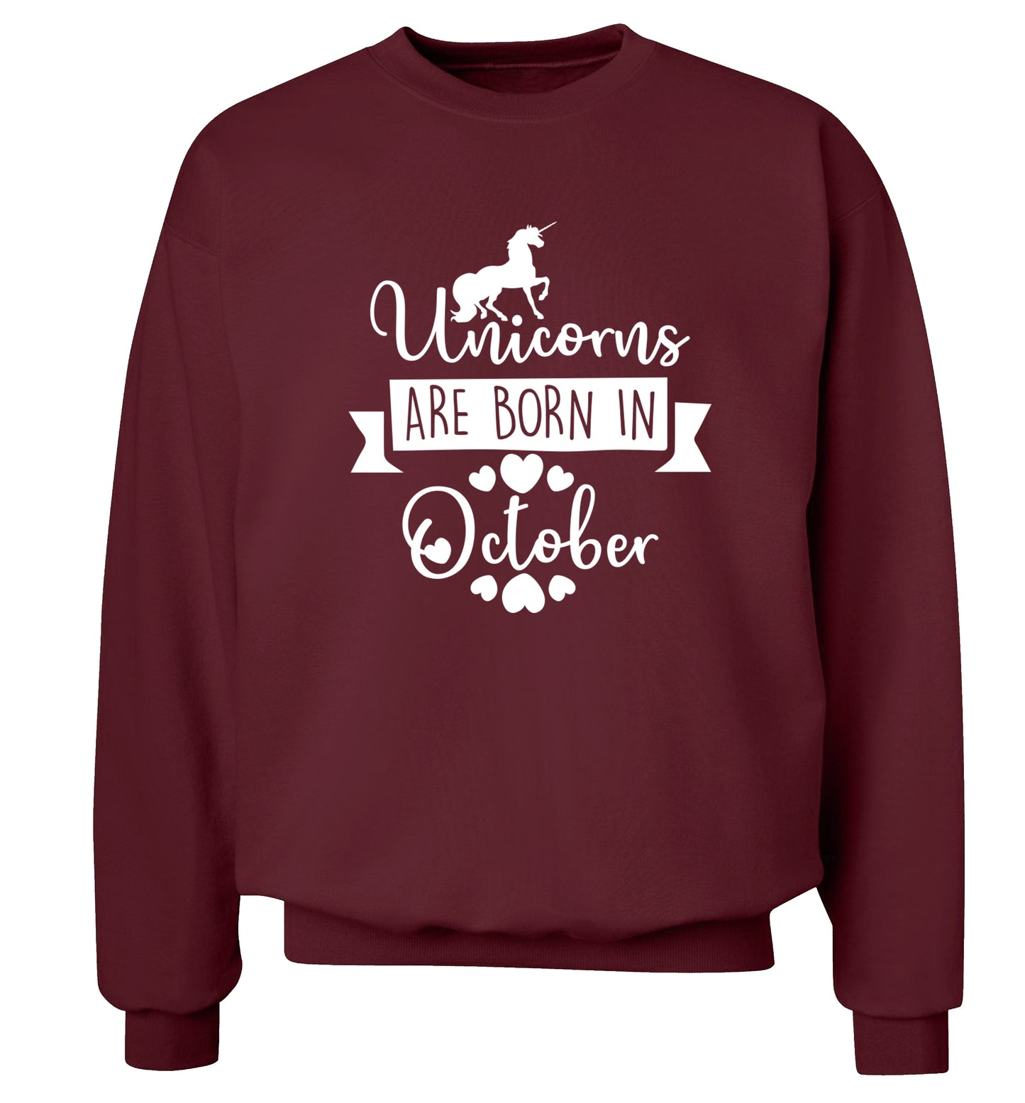 Unicorns are born in October Adult's unisex maroon Sweater 2XL