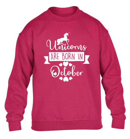 Unicorns are born in October children's pink sweater 12-13 Years