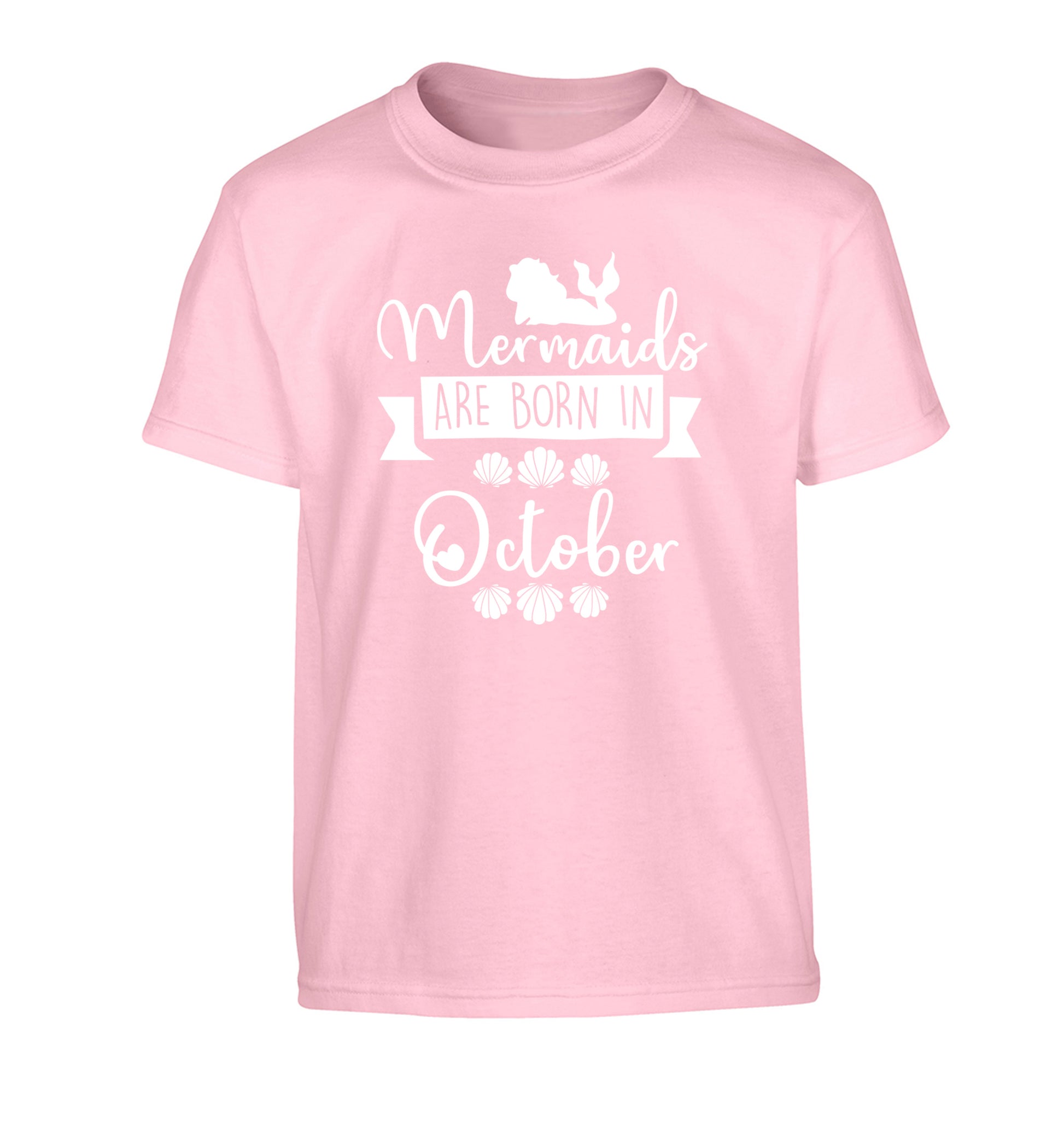 Mermaids are born in October Children's light pink Tshirt 12-13 Years