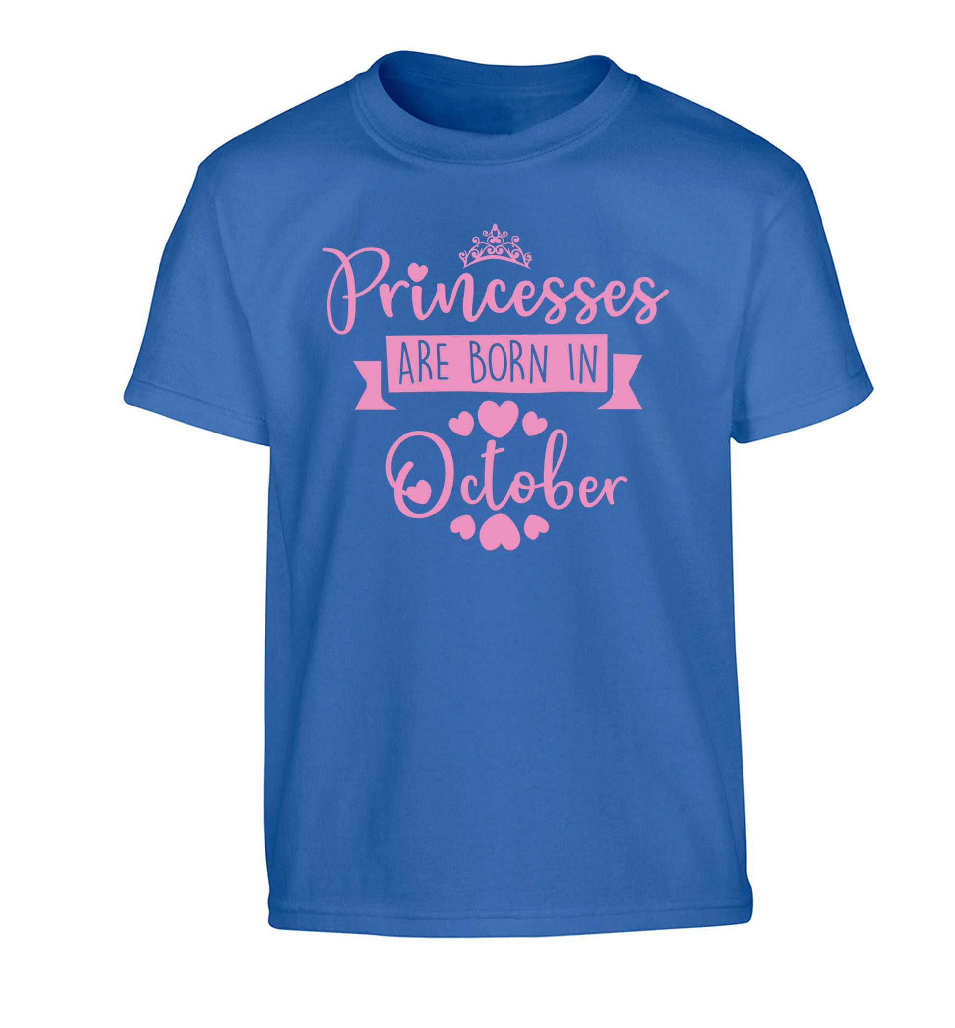 Princesses are born in October Children's blue Tshirt 12-13 Years