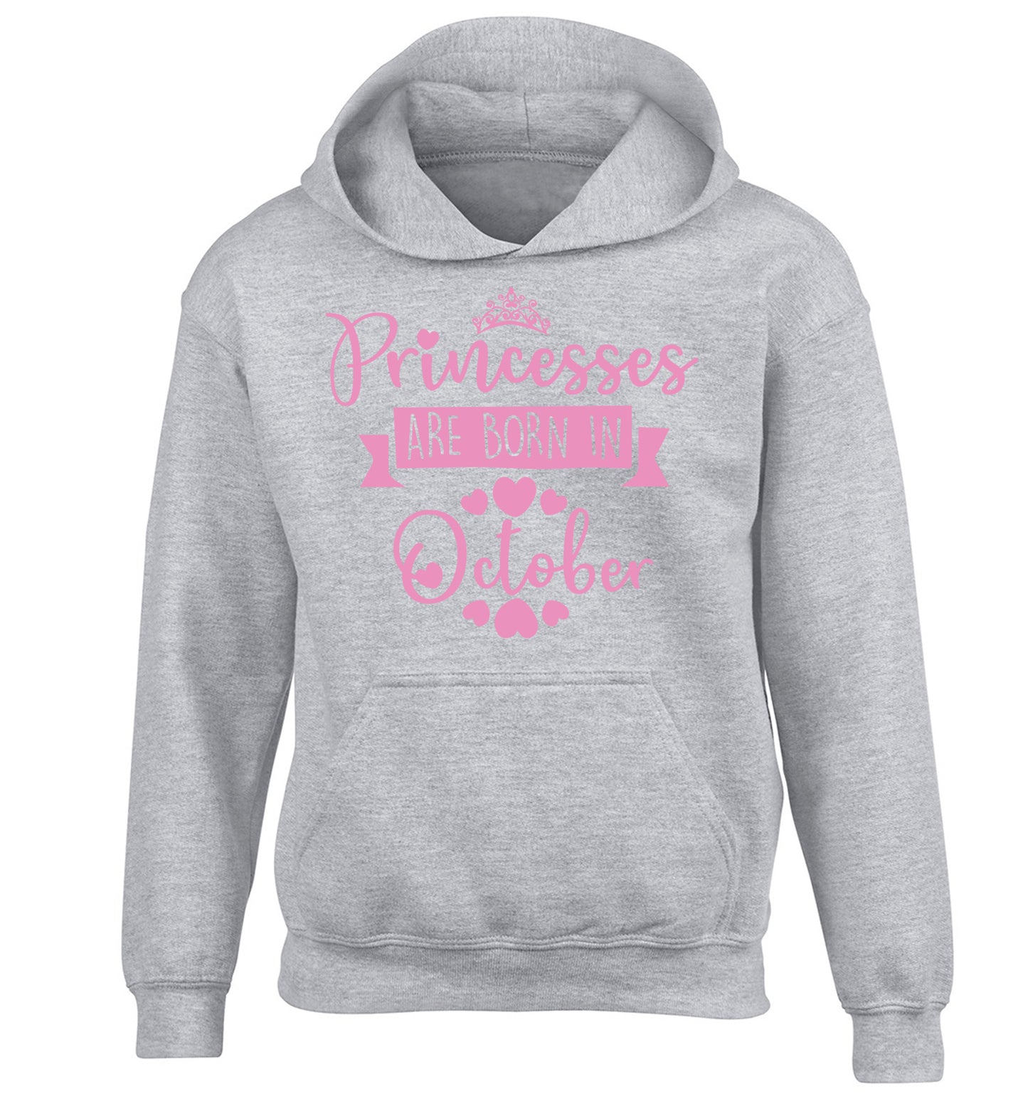 Princesses are born in October children's grey hoodie 12-13 Years