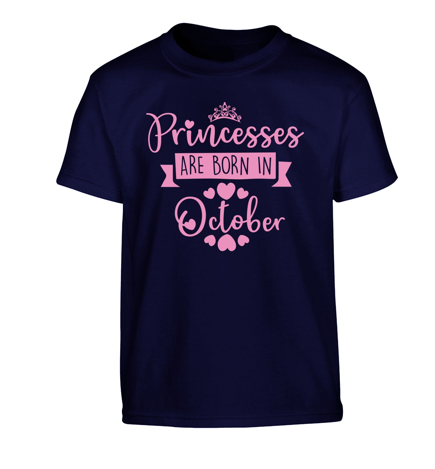 Princesses are born in October Children's navy Tshirt 12-13 Years