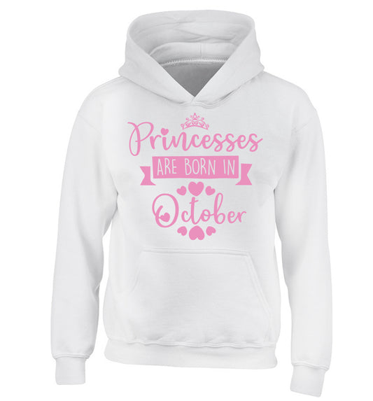 Princesses are born in October children's white hoodie 12-13 Years